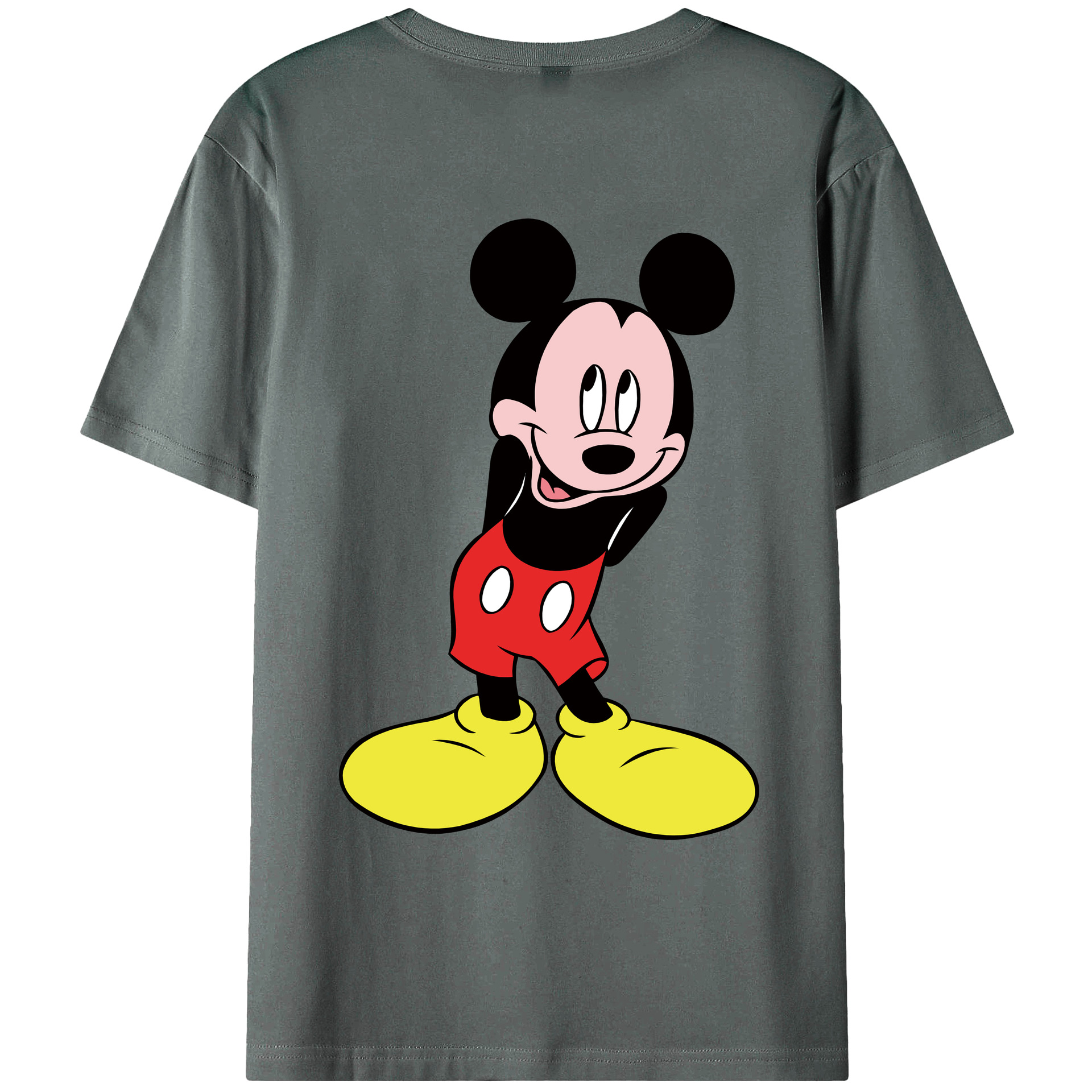 ミッキーマウス Mickey Mouse 綿100％ メンズ半袖Tシャツ（バックプリント） 通気性